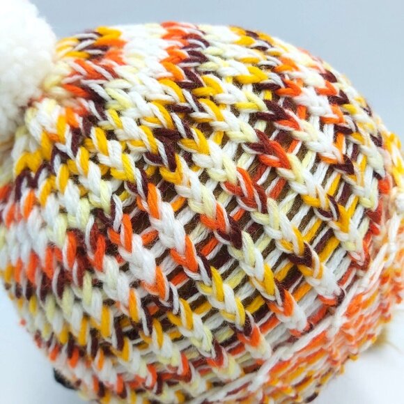 Handmade Loom Knit Fingerless Gloves Beanie Hat Toque Pompom Size Small Autumn - Picture 10 of 16